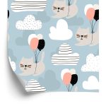 Behang Voor Kinderen - Katten En Ballonnen