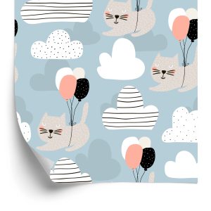 Behang Voor Kinderen - Katten En Ballonnen
