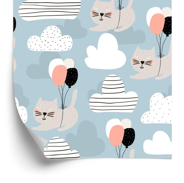 Behang Voor Kinderen - Katten En Ballonnen