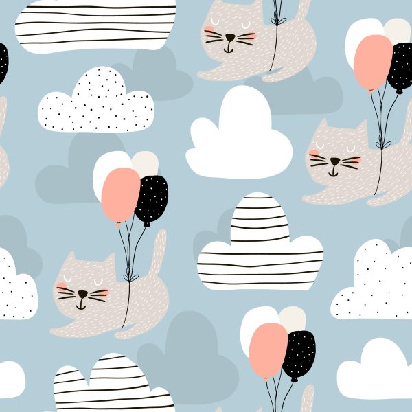 Behang Voor Kinderen - Katten En Ballonnen - Afbeelding 2