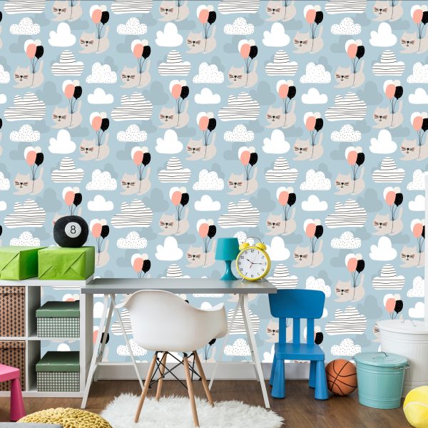 Behang Voor Kinderen - Katten En Ballonnen - Afbeelding 4