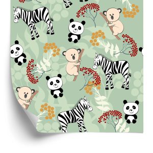 Behang Voor Kinderen - Zebra's, Koala's En Panda's
