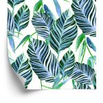 Behang Exotische Aquarelbladeren