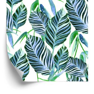 Behang Exotische Aquarelbladeren