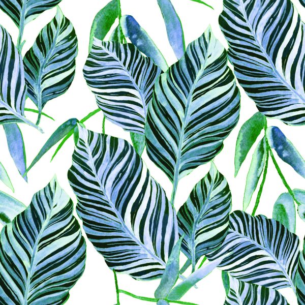 Behang Exotische Aquarelbladeren - Afbeelding 2