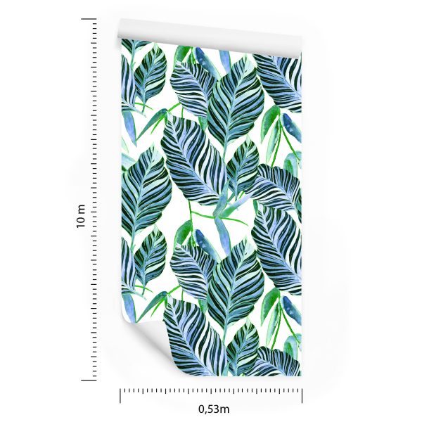 Behang Exotische Aquarelbladeren - Afbeelding 8