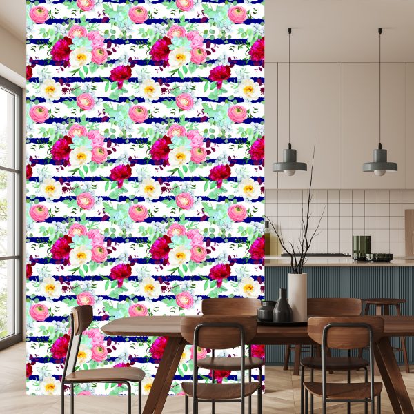 Behang Boterbloem Pioenrozen Rozen En Brunie - Afbeelding 4