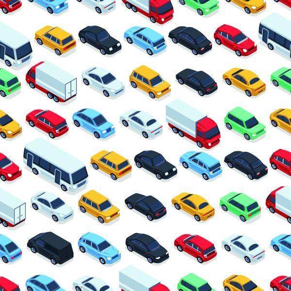 Behang Voor Kinderen - Kleurrijke Auto's, Vrachtwagens En Bussen - Afbeelding 2