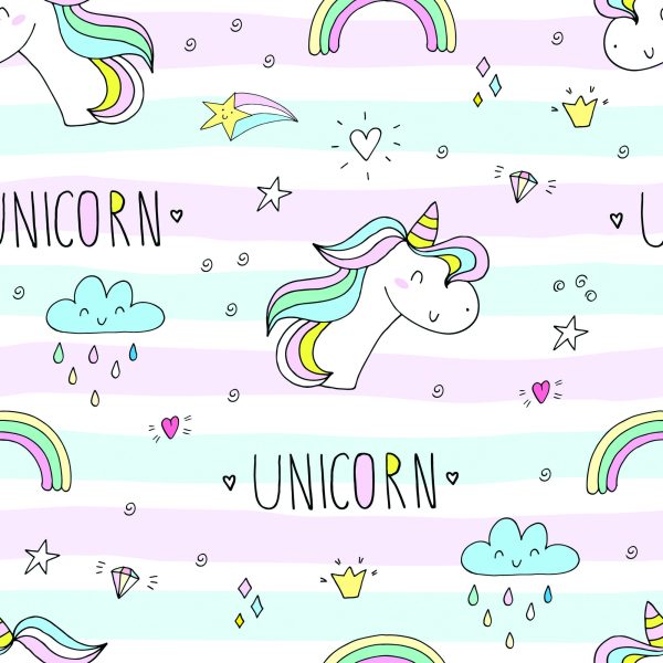 Behang Voor Kinderen - Eenhoorns, Wolken En Regenbogen - Afbeelding 2