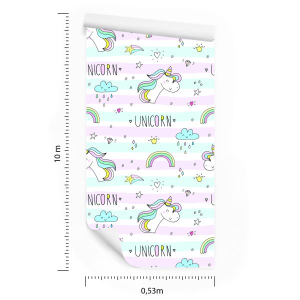 Behang Voor Kinderen - Eenhoorns, Wolken En Regenbogen - Afbeelding 8