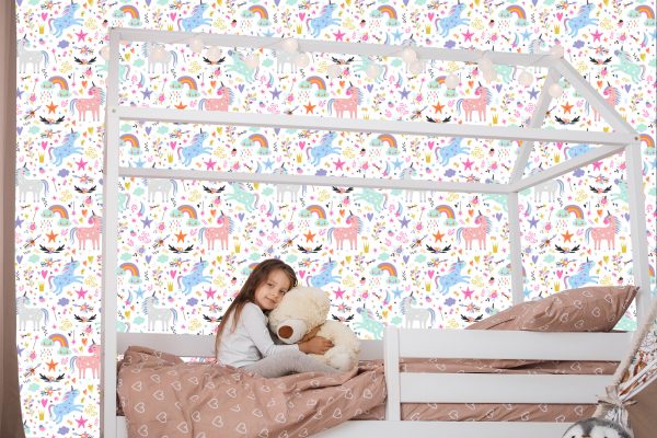 Behang Voor Kinderen - Kleurrijke Magische Eenhoorns - Afbeelding 7