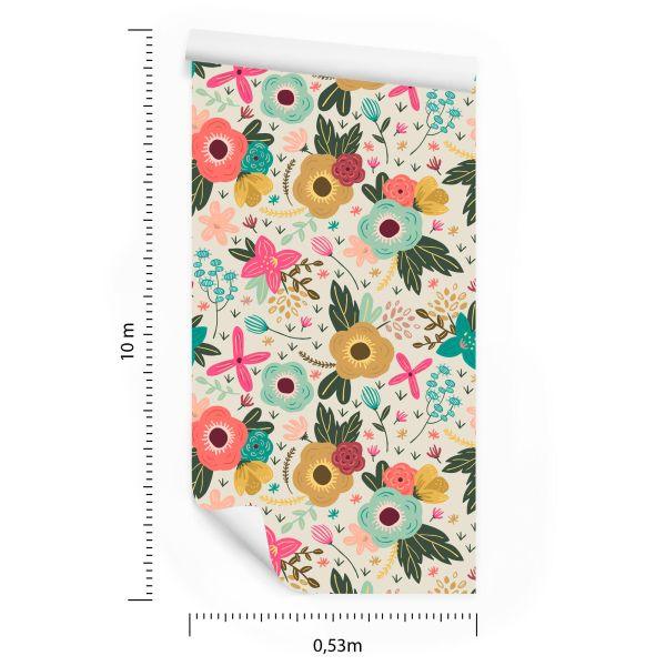 Behang Kleurrijke Bloemen In De Weide - Afbeelding 8