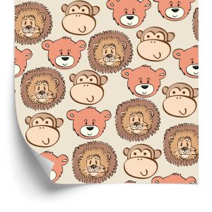 Behang Voor Kinderen - Vrolijke Teddyberen, Leeuwen En Apen