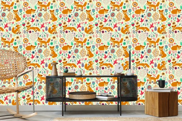 Behang Voor Kinderen - Vossen, Vogels En Bloemen - Afbeelding 5