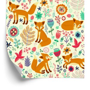Behang Voor Kinderen - Vossen, Vogels En Bloemen