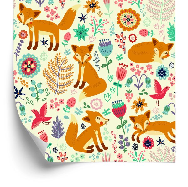Behang Voor Kinderen - Vossen, Vogels En Bloemen