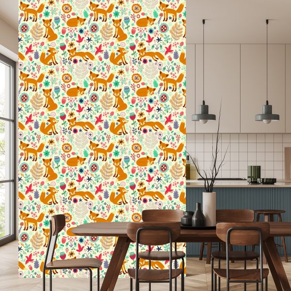Behang Voor Kinderen - Vossen, Vogels En Bloemen - Afbeelding 4