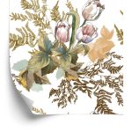 Behang Bladeren En Tulpen In Vintage Stijl