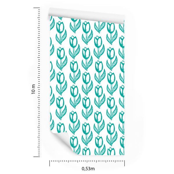 Behang Prachtige Turkooizen Tulpen - Afbeelding 8