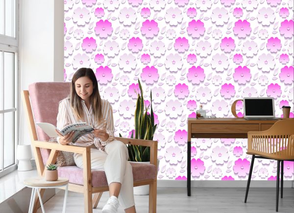Behang Bloemen En Bladeren - 3D-Effect - Afbeelding 7
