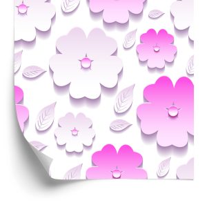 Behang Bloemen En Bladeren - 3D-Effect
