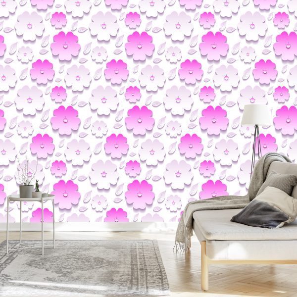 Behang Bloemen En Bladeren - 3D-Effect - Afbeelding 3