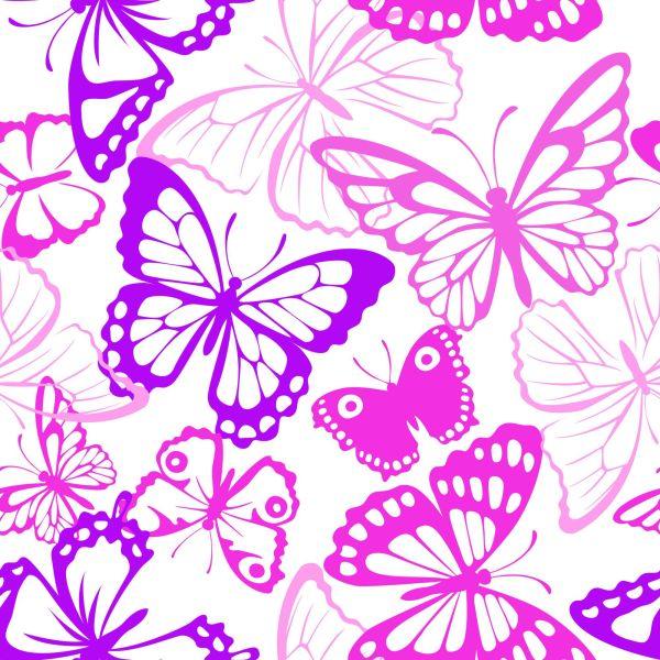 Behang Voor Kinderen - Roze En Paarse Vlinders - Afbeelding 2
