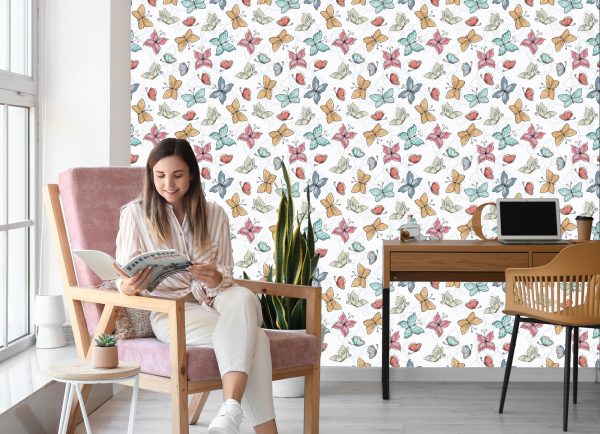 Behang Voor Kinderen - Vlinders En Bloemen - Afbeelding 7
