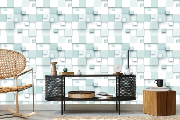 Behang Abstracte Vierkanten - 3D-Effect - Afbeelding 5