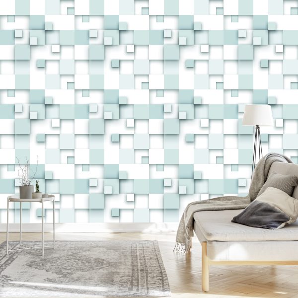Behang Abstracte Vierkanten - 3D-Effect - Afbeelding 3