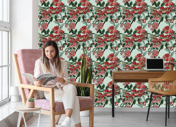 Behang Prachtige Kleurrijke Bladeren En Bloemen - Afbeelding 7