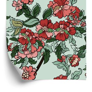 Behang Prachtige Kleurrijke Bladeren En Bloemen