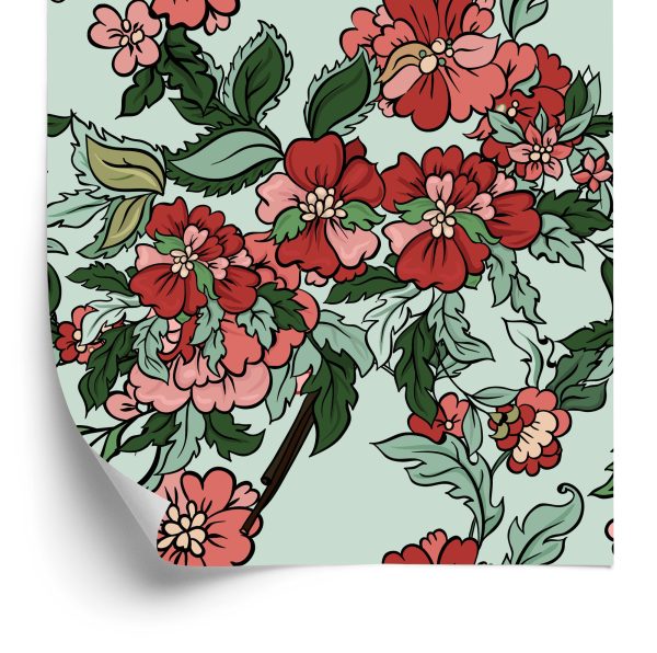 Behang Prachtige Kleurrijke Bladeren En Bloemen