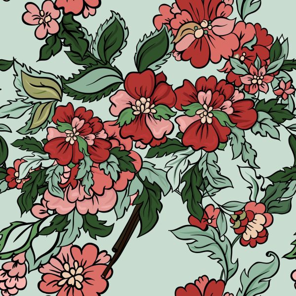Behang Prachtige Kleurrijke Bladeren En Bloemen - Afbeelding 2