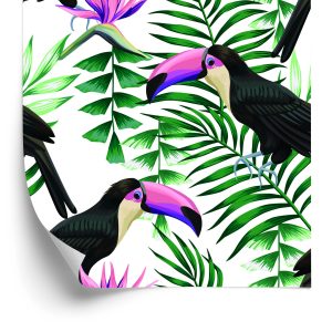 Behang Toekans Tussen Tropische Bladeren