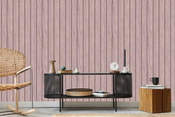 Behang Houten Planken In Pastelkleuren - Afbeelding 5