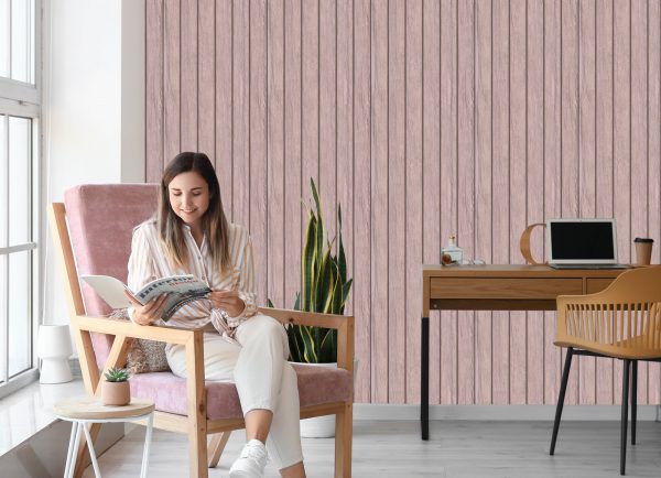 Behang Houten Planken In Pastelkleuren - Afbeelding 7