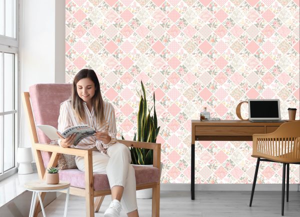 Behang Patchwork-Mozaïek Met Vlinders En Bloemen - Afbeelding 7