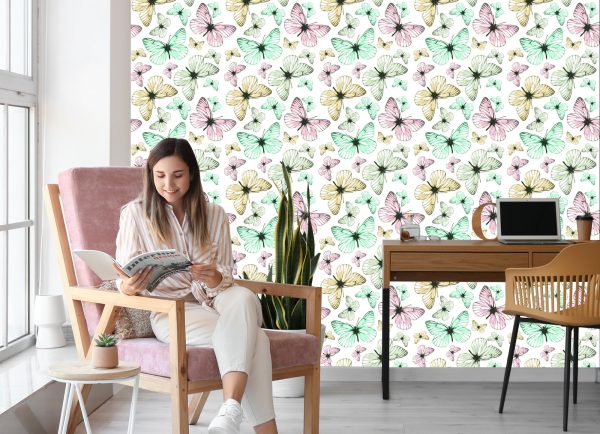 Behang Voor Kinderen - Pastelkleurige Vlinders - Afbeelding 7
