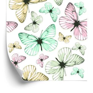 Behang Voor Kinderen - Pastelkleurige Vlinders