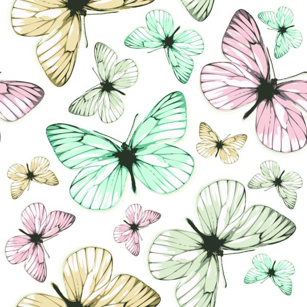 Behang Voor Kinderen - Pastelkleurige Vlinders - Afbeelding 2