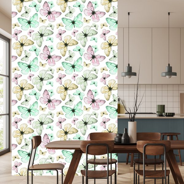 Behang Voor Kinderen - Pastelkleurige Vlinders - Afbeelding 4