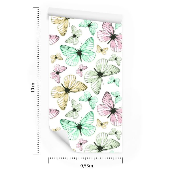 Behang Voor Kinderen - Pastelkleurige Vlinders - Afbeelding 8