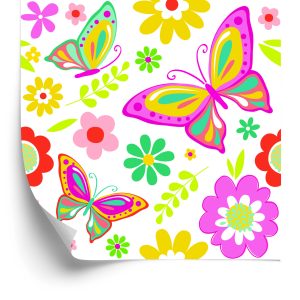 Behang Voor Kinderen - Vlinders En Bloemen