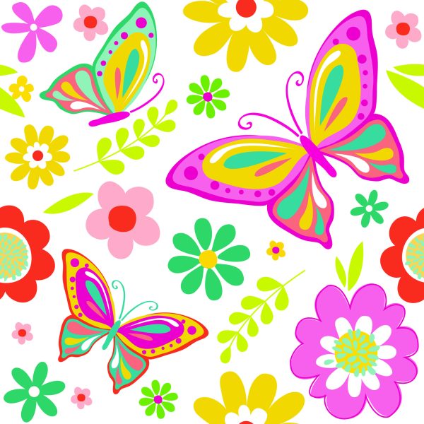 Behang Voor Kinderen - Vlinders En Bloemen - Afbeelding 2