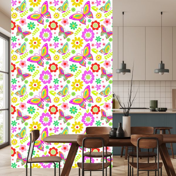 Behang Voor Kinderen - Vlinders En Bloemen - Afbeelding 4