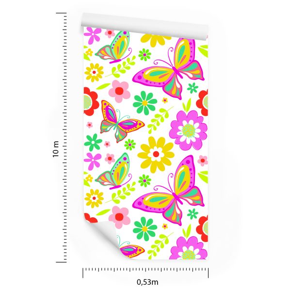Behang Voor Kinderen - Vlinders En Bloemen - Afbeelding 8