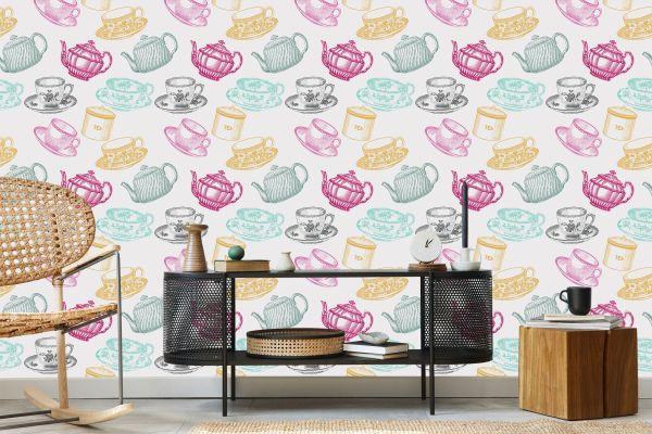 Behang Voor In De Keuken - Vintage Theeservies - Afbeelding 5