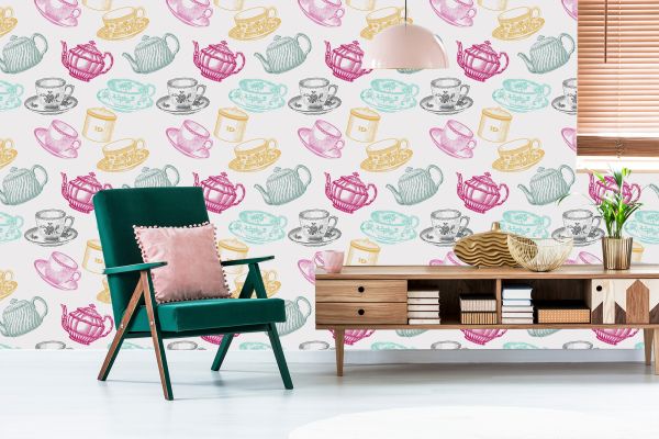 Behang Voor In De Keuken - Vintage Theeservies - Afbeelding 6