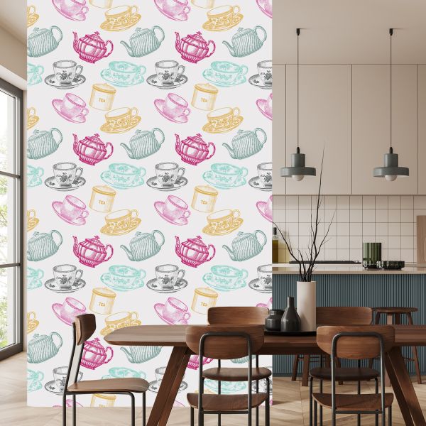 Behang Voor In De Keuken - Vintage Theeservies - Afbeelding 4